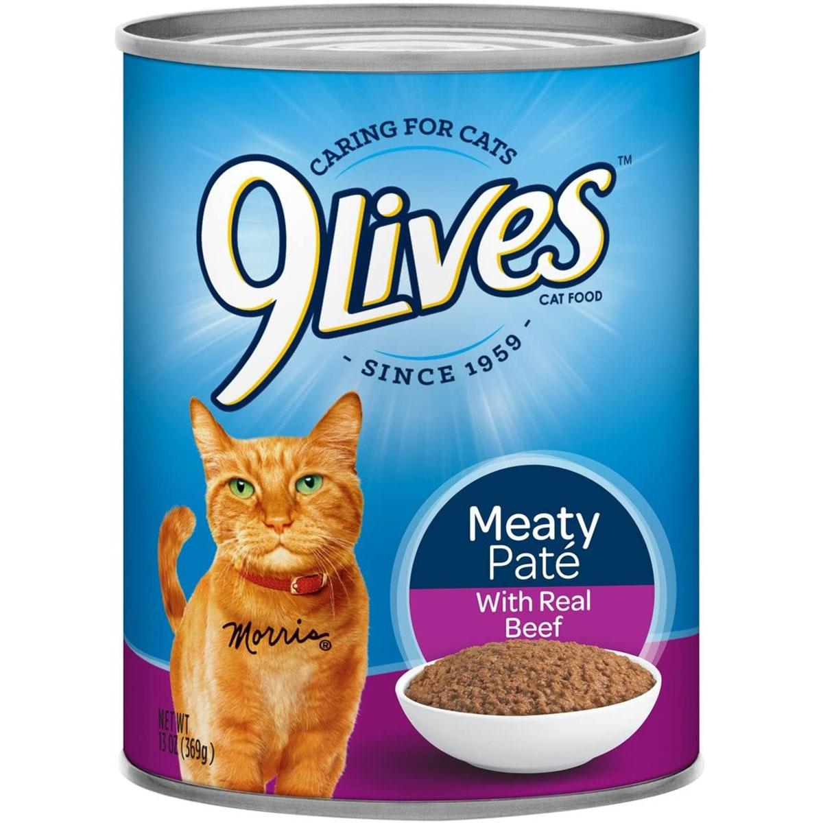 12 9Lives Meaty Pate Wet Cat Food with Real Beef for $8.79 Shipped