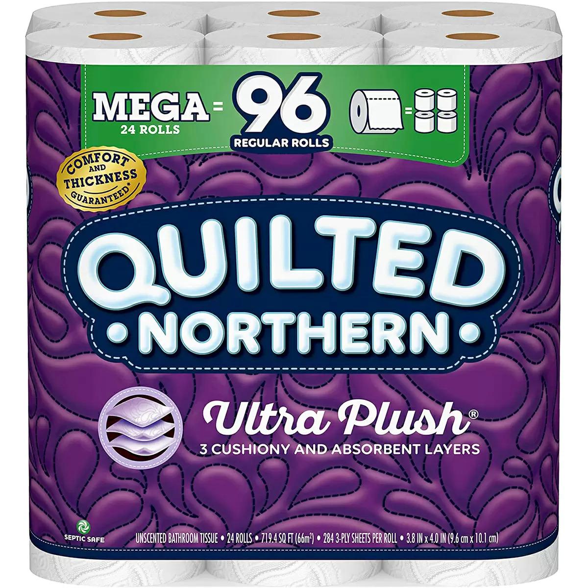 24 Quilted Northern Ultra Plush 3-Ply Mega Rolls Toilet Paper for $19.98