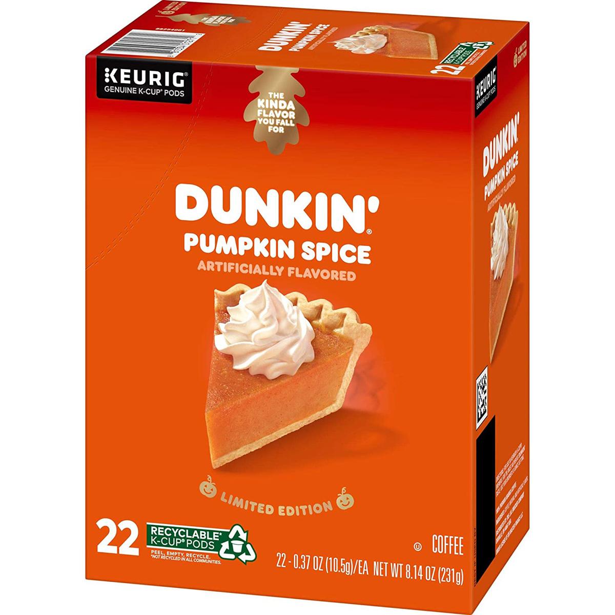 88 Keurig Dunkin Donuts Pumpkin Spice Flavored K-Cup Coffee Pods for $24.98