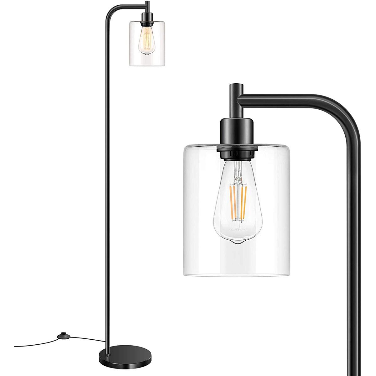 Bosceos Industrial Floor Lamp with Hanging Glass Shade for $29.99 Shipped