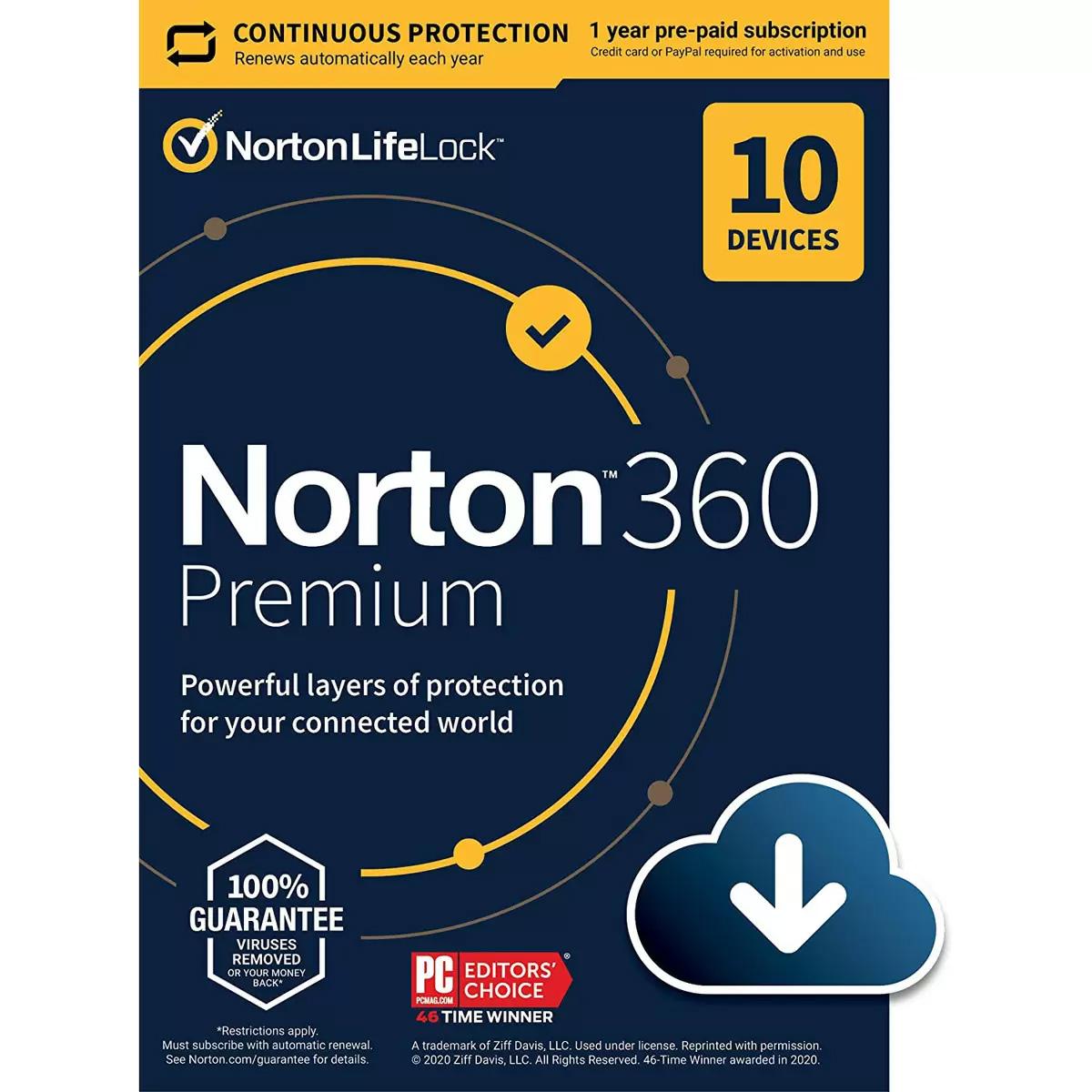 Norton 360 Premium 2021 Antivirus Software 10 Devices for $24.99