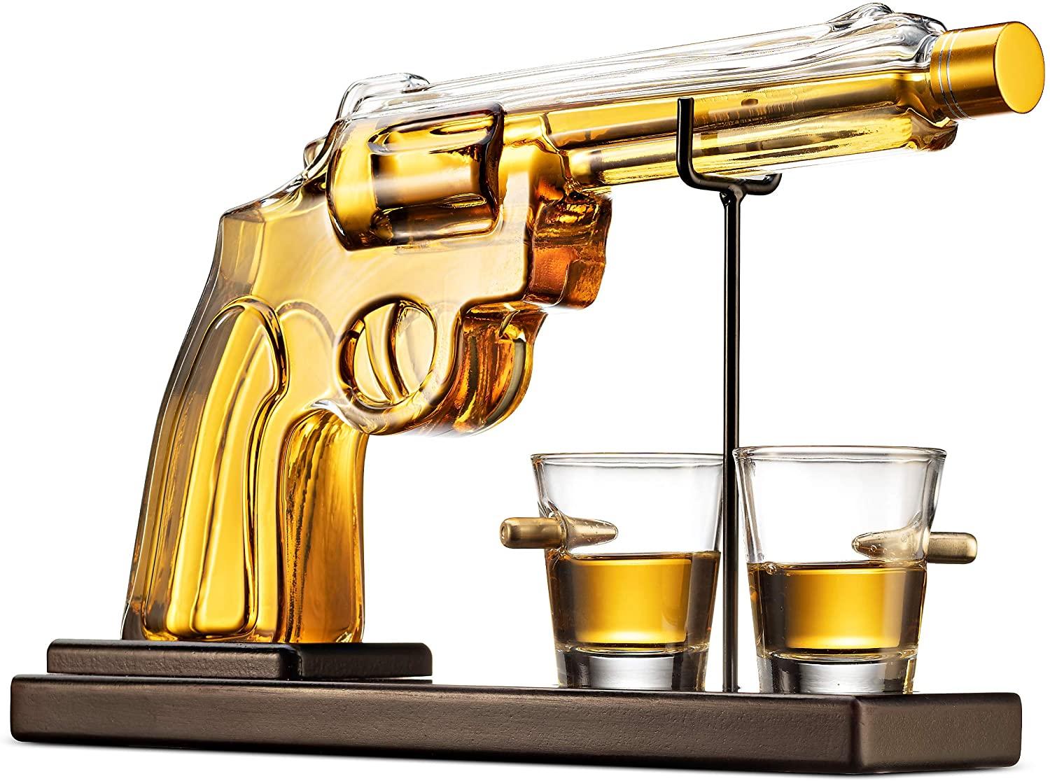 Pistol Gun Liquor Decanter Bottle Bullet Glasses Decanter Set for $40.77 Shipped