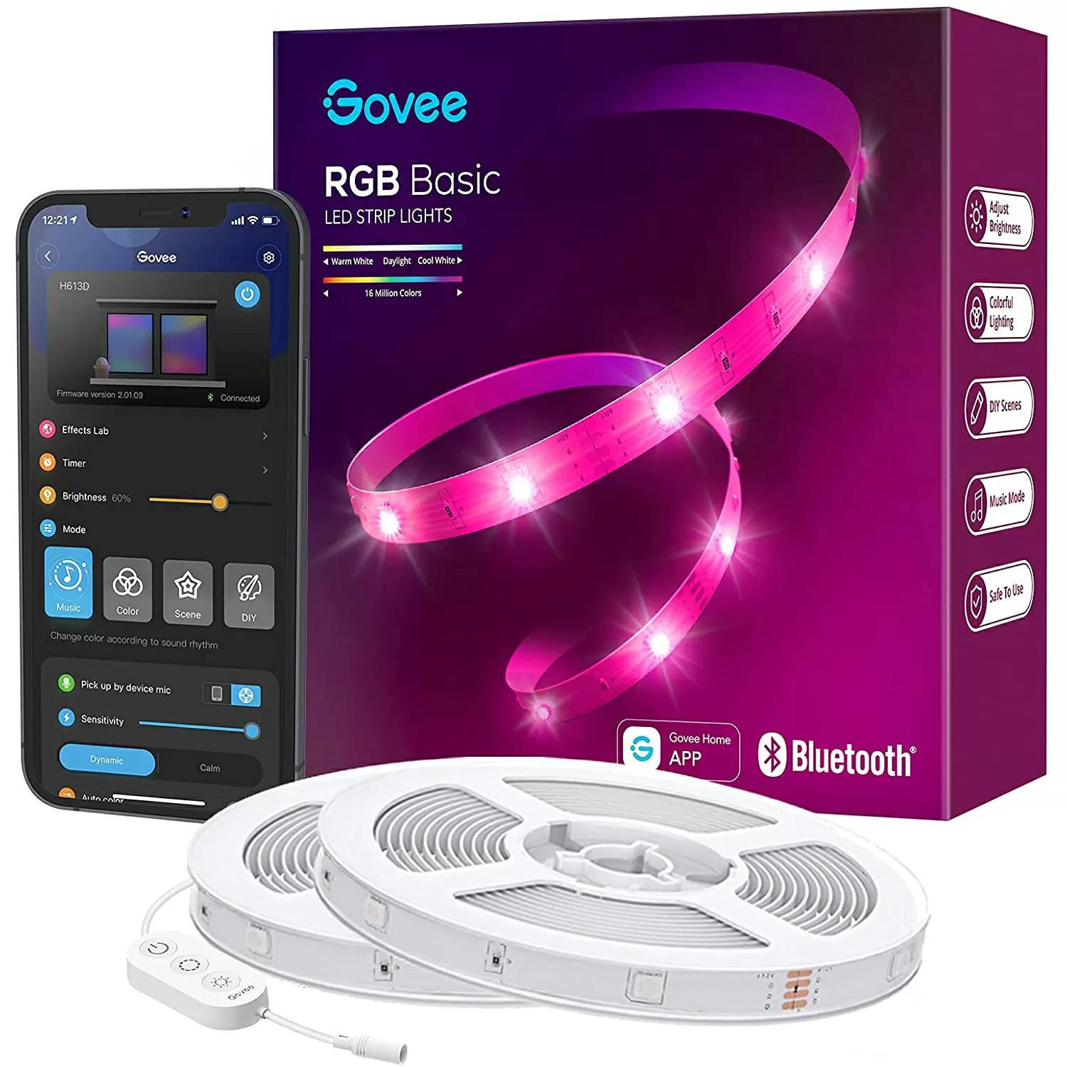 Govee RGB LED Strip Lights with Bluetooth for $14.19