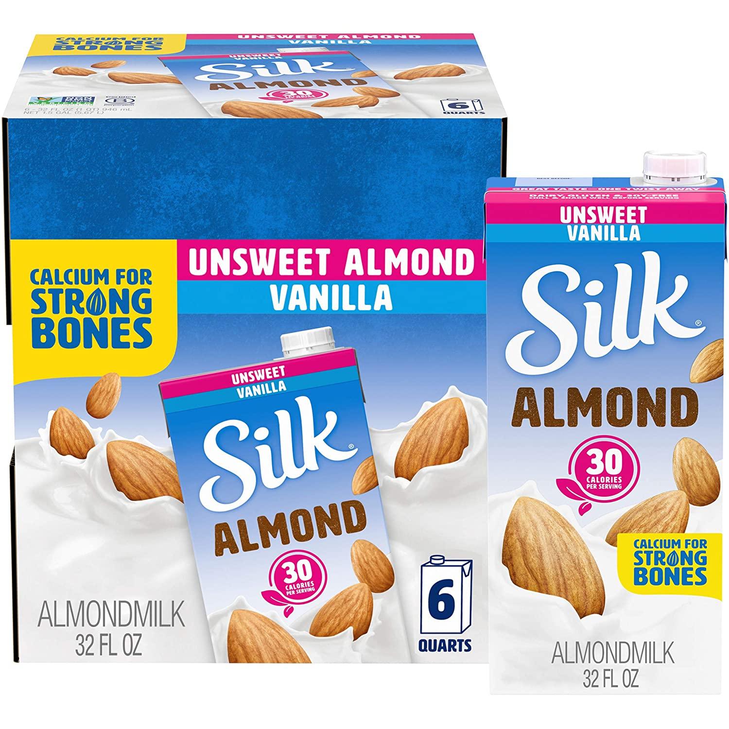 6 Silk Unsweetened Vanilla Almond Milk for $9.21 Shipped