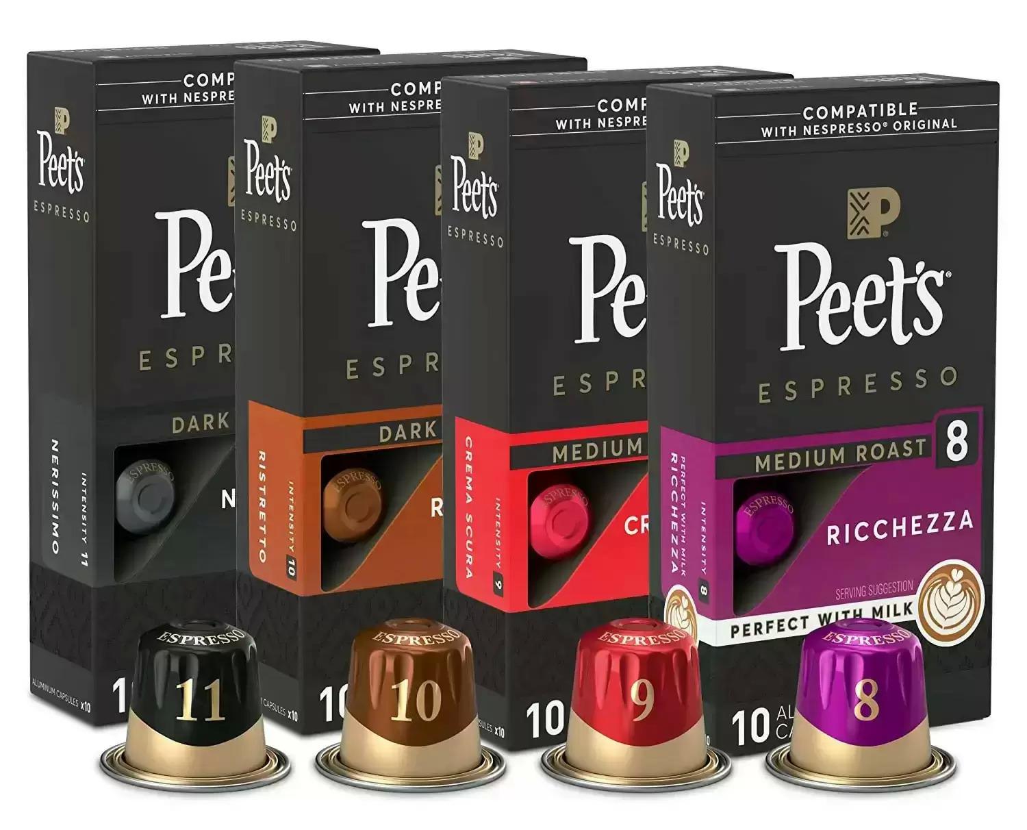 40 Peets Coffee Nespresso Capsules Variety Pack for $16.03 Shipped