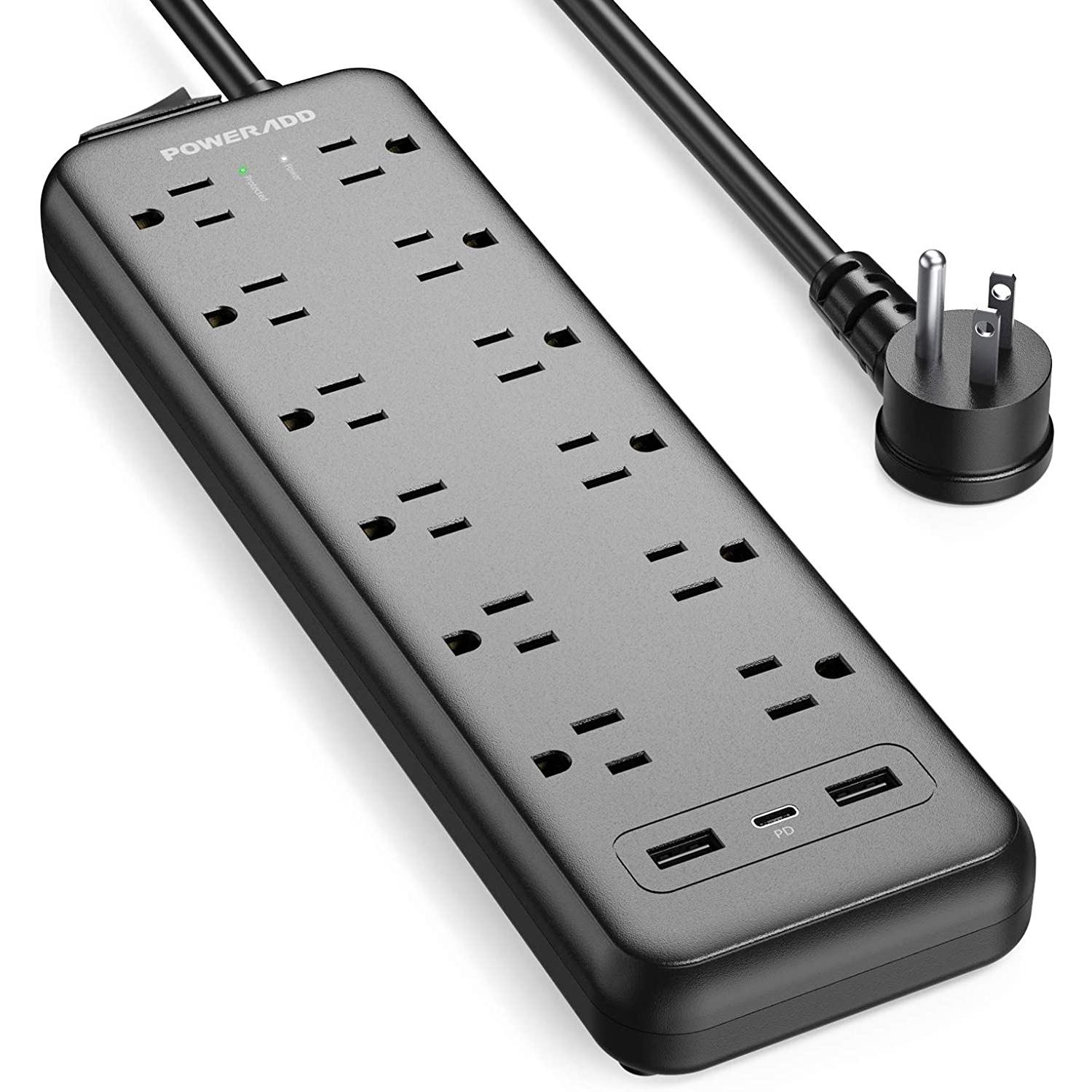 Poweradd Power Strip Surge Protector for $14.99 Shipped