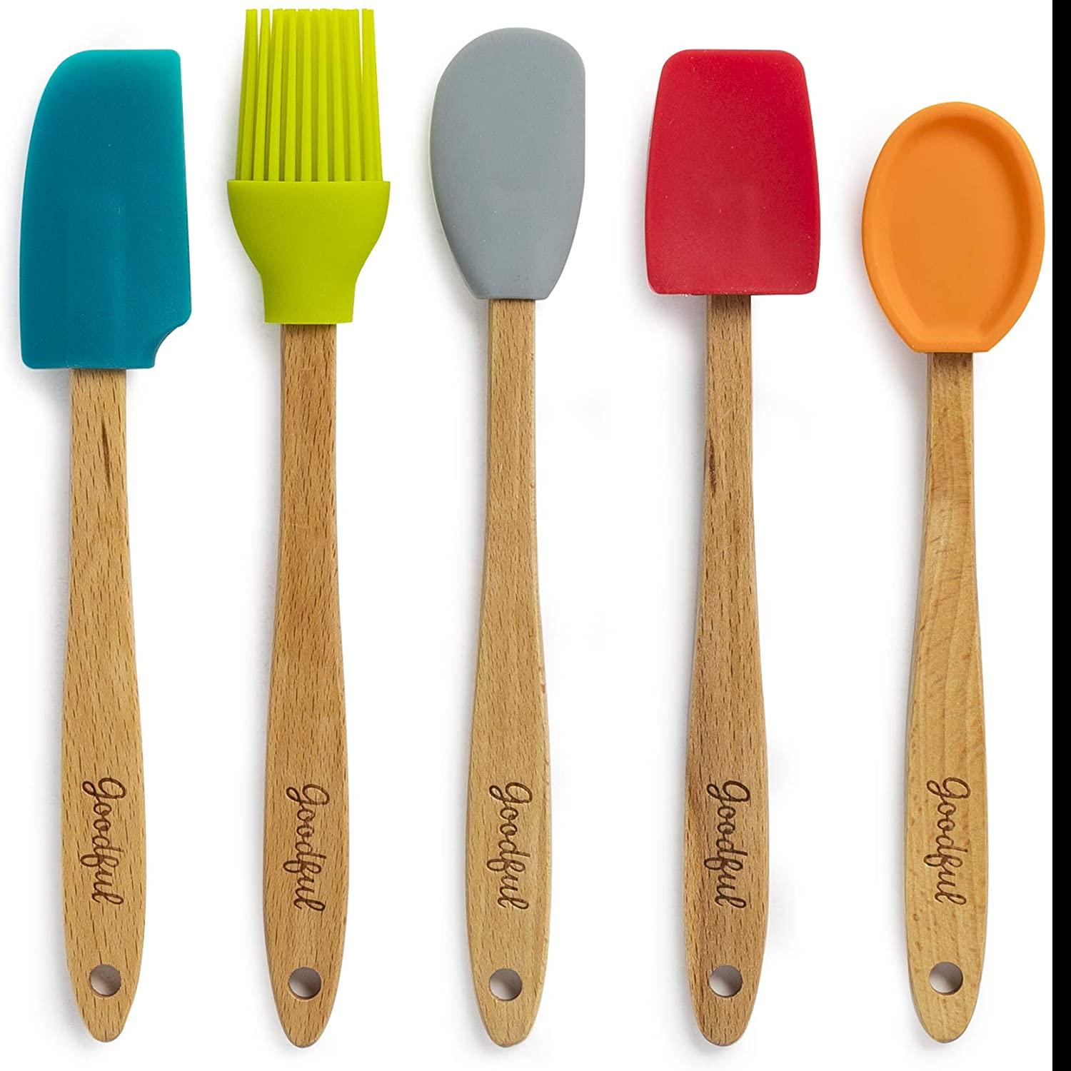 5-Piece Goodful Mini Beechwood Kitchen Tool Set for $5.46