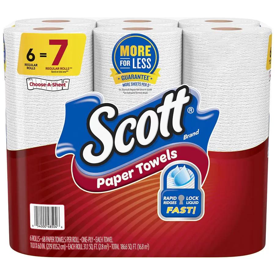 12 Scott Paper Towels Choose-A-Sheet Regular Rolls for $6.50