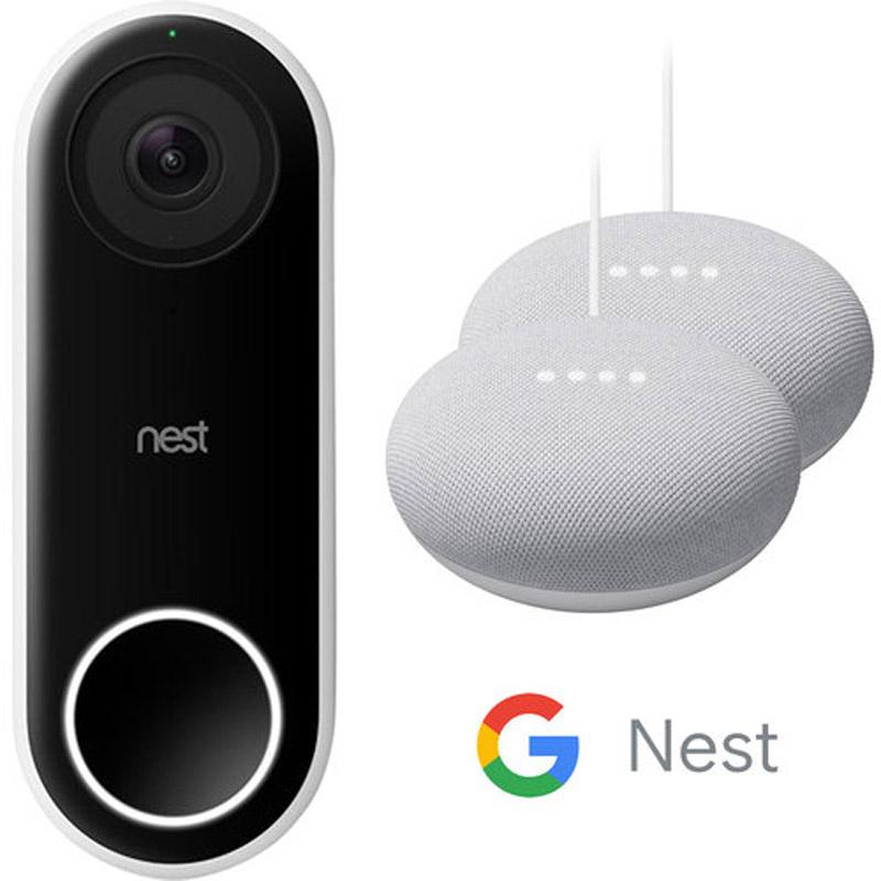 Google Nest Hello Smart Doorbell + 2 Nest Mini Speakers for $179 Shipped