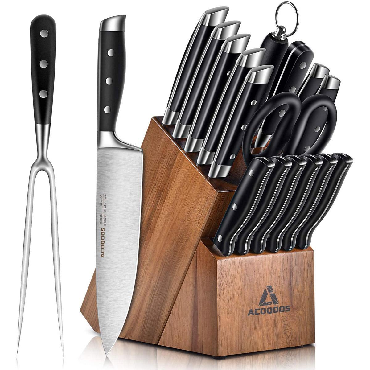Acoqoos 17-Piece Knife Block Set for $41.32 Shipped