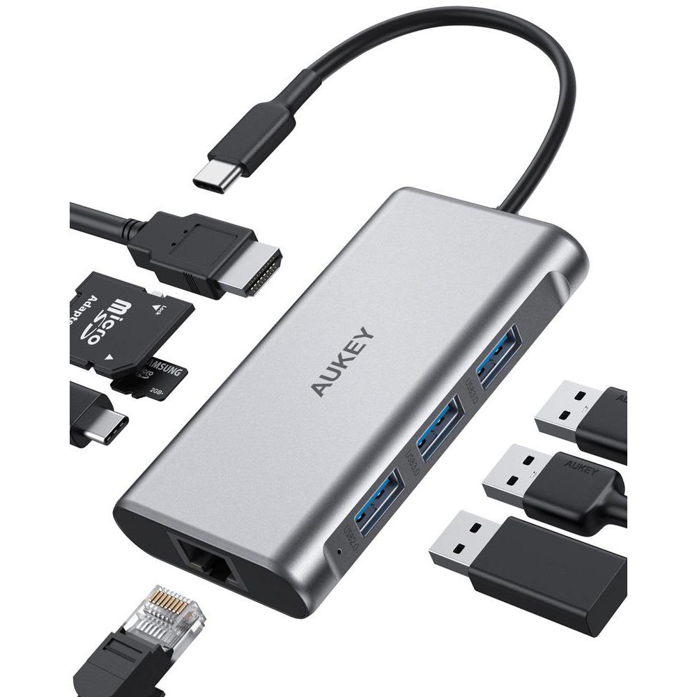 Aukey 8-in-1 USB C Hub with 4K HDMI for $24 Shipped