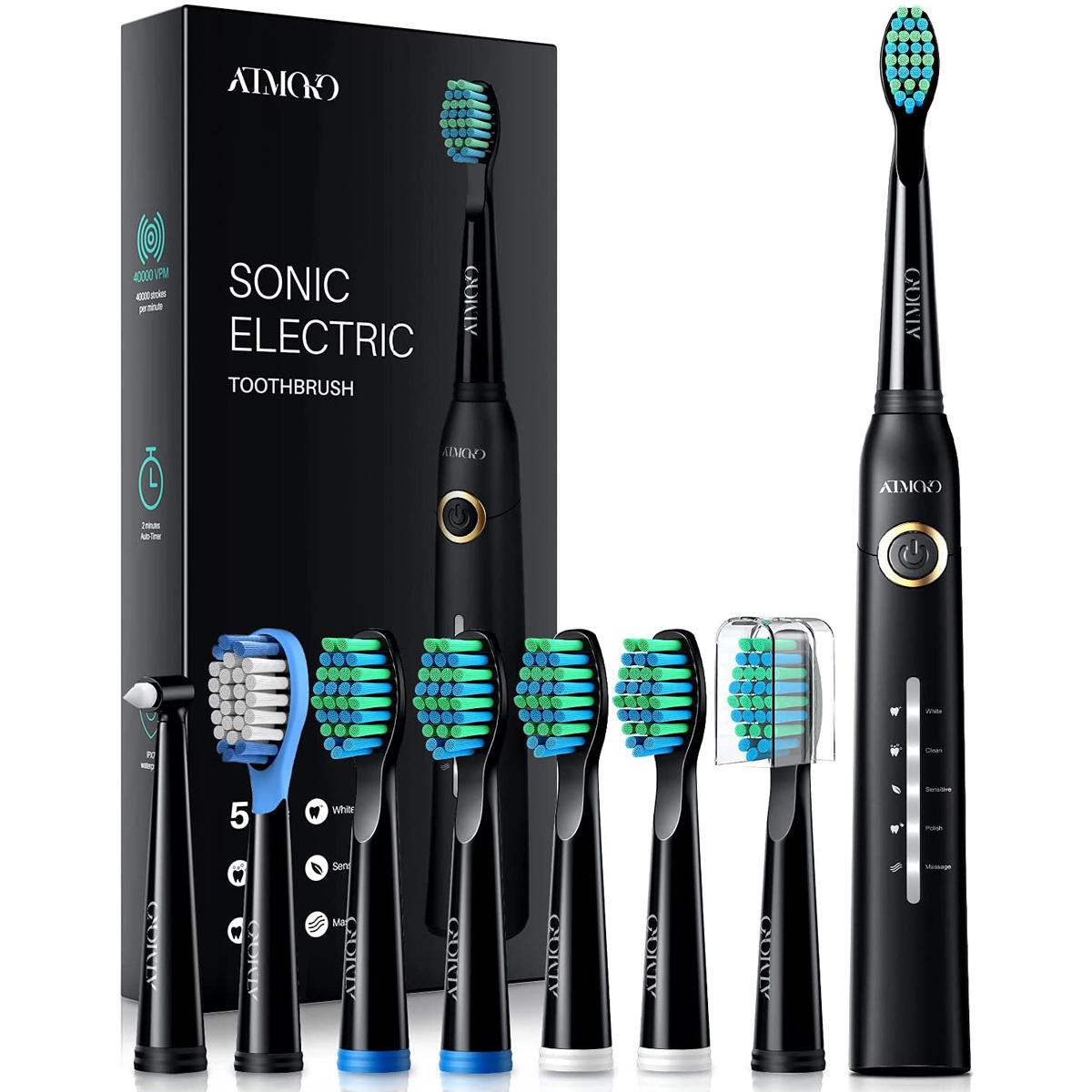 Atmoko Electric Toothbrush with 8 Duponts Brush Heads for $13.99