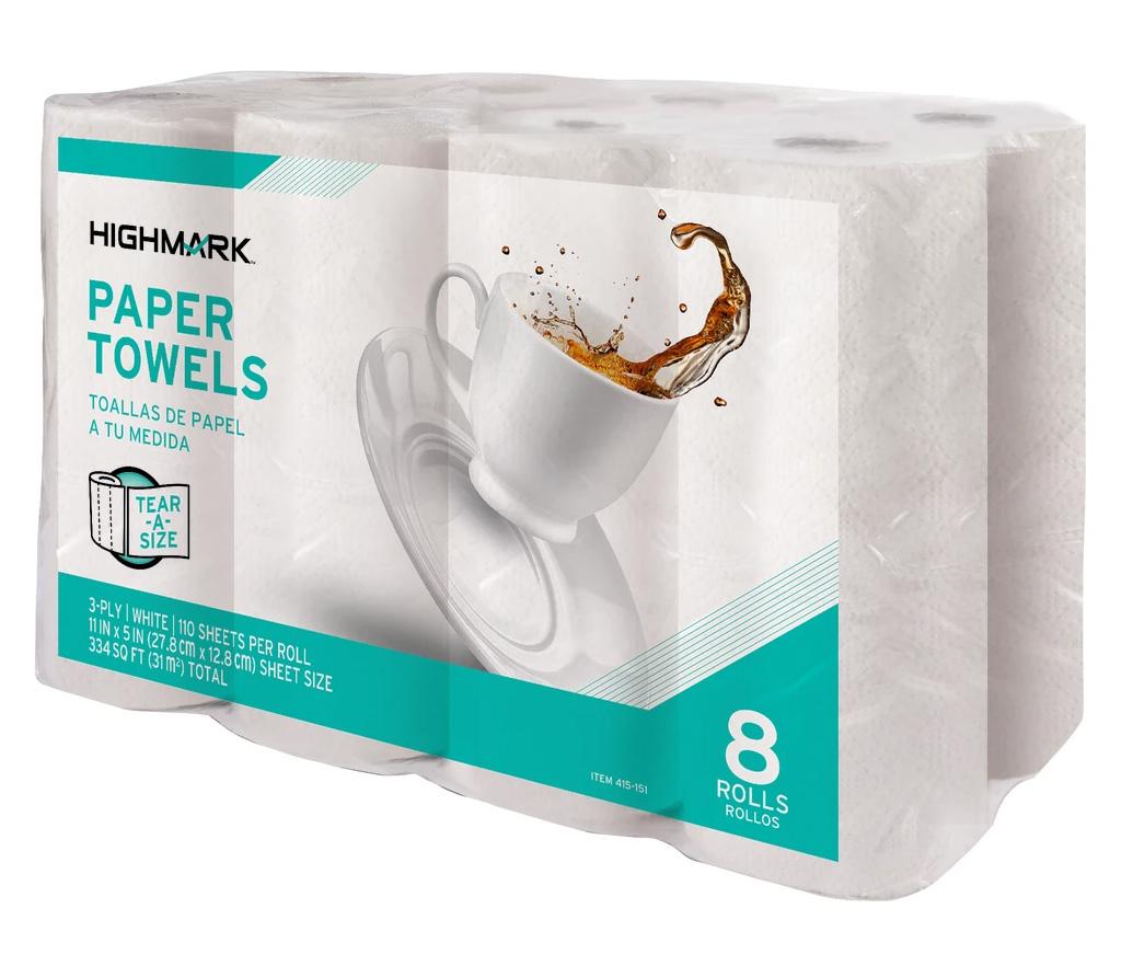 8 Highmark Tear-A-Size Kitchen 3-Ply Paper Towels  for $6