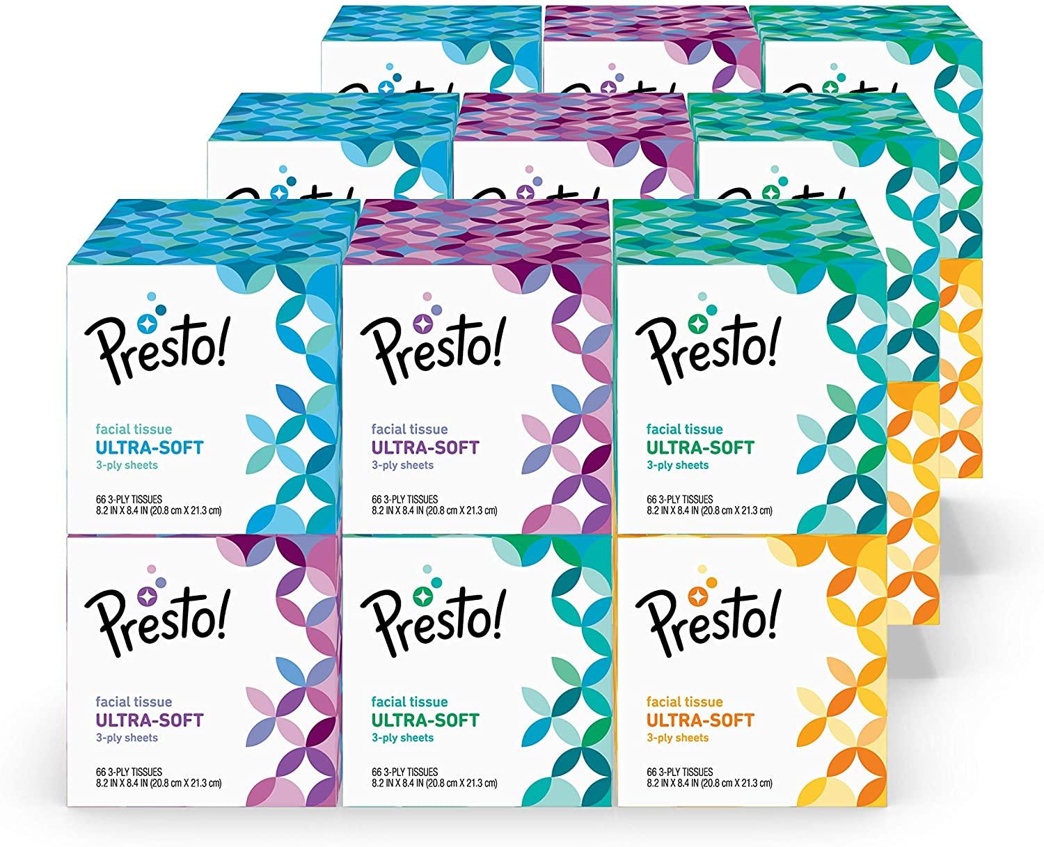 18 Presto! 3-Ply Ultra-Soft Facial Tissues for $11.15