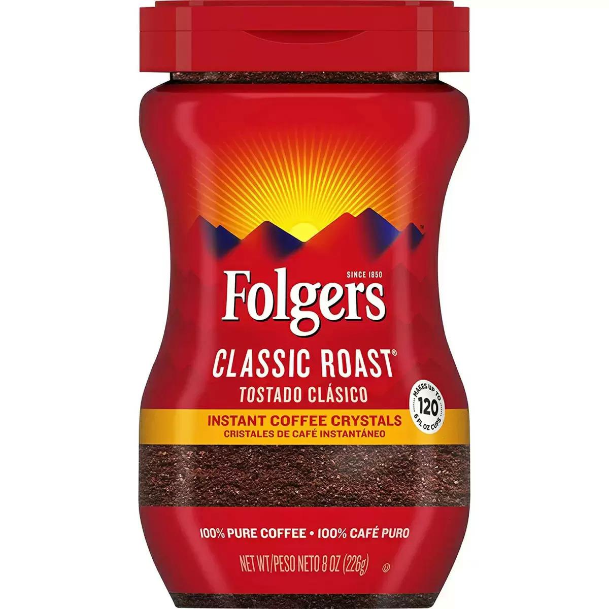 Folgers Classic Roast Instant Coffee Crystals for $3.74 Shipped