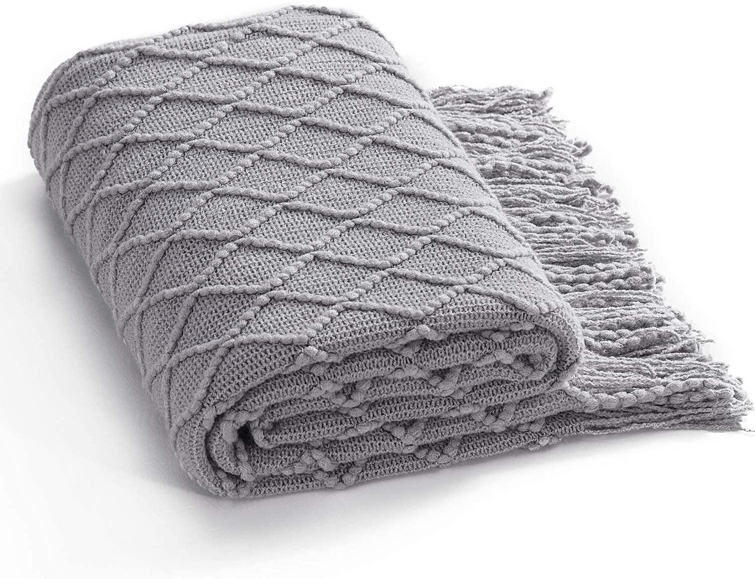 Bedsure Woven Knit Throw Blanket for $8