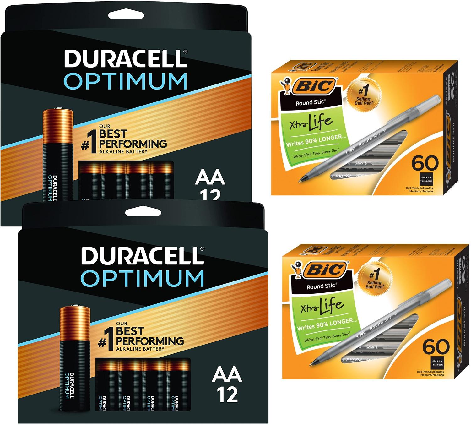 Free 36 Duracell Optimum AA or AAA Battery + 120 BIC Pens
