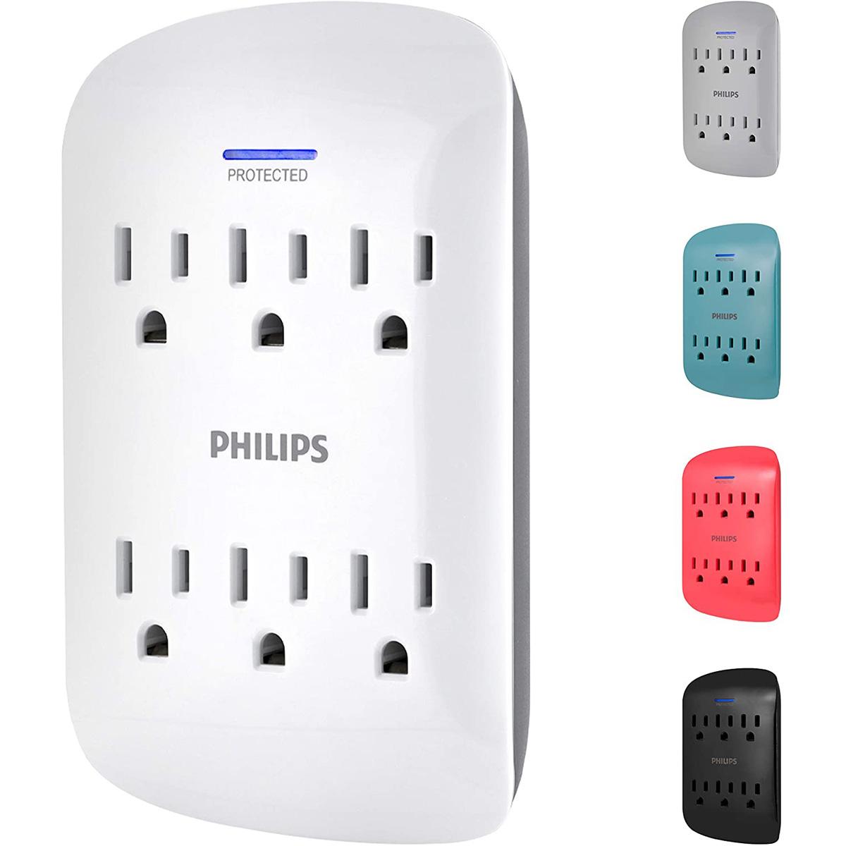 Philips 6-Outlet Extender Surge Protector for $7.48