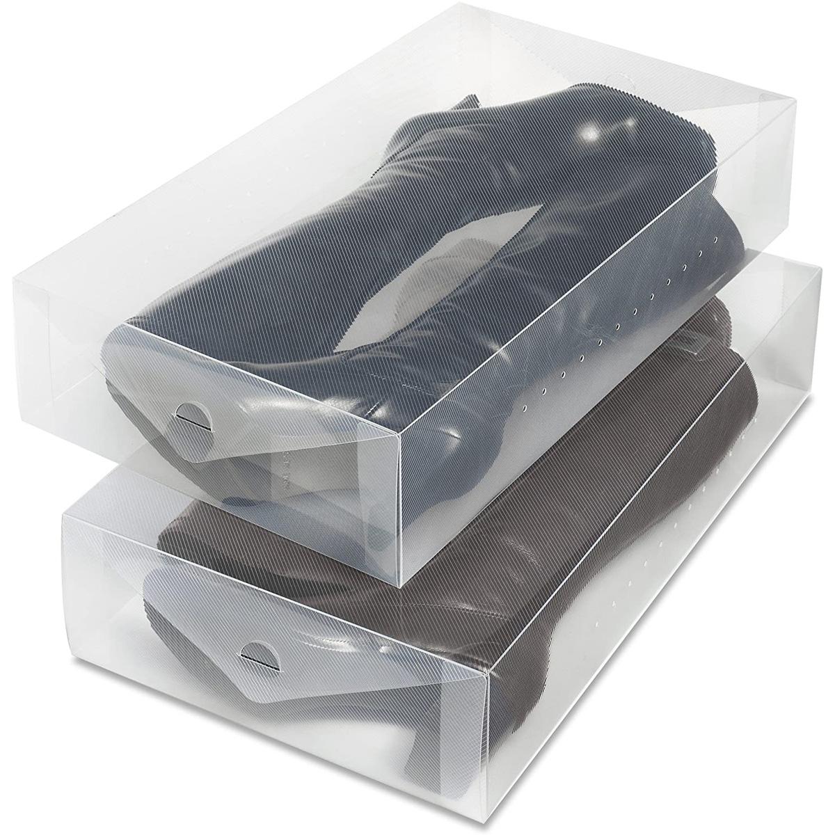 2 Whitmor Clear Vue Heavy Duty Stackable Boot Box for $3.42