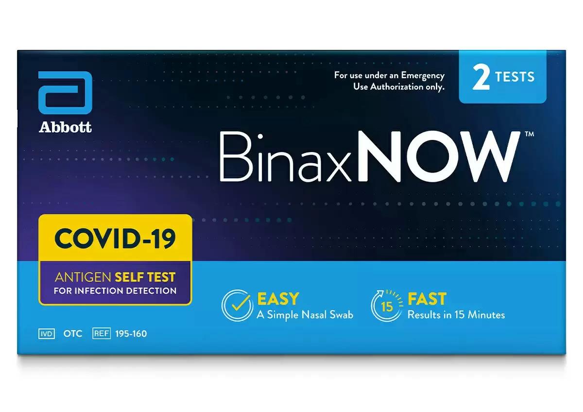 2 BinaxNOW COVID19 Antigen Self Test for $14