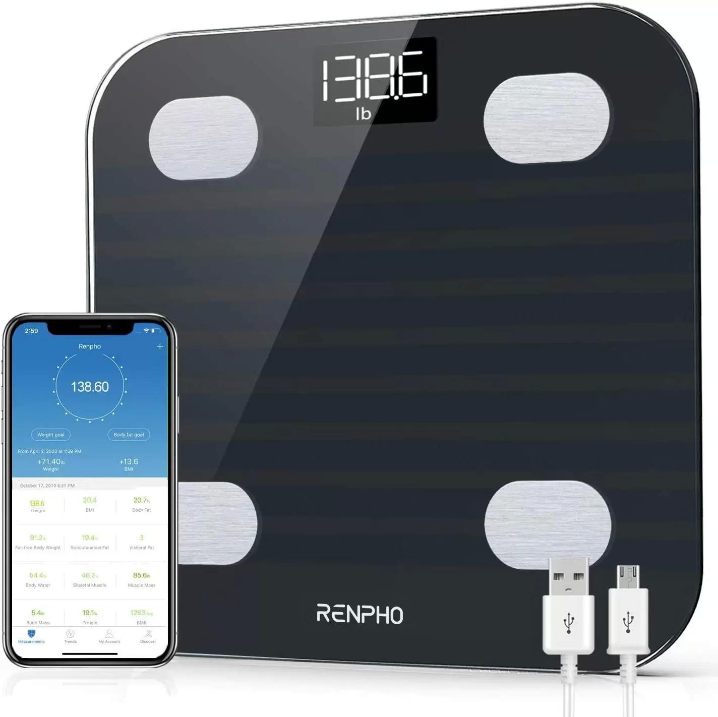 Renpho Bluetooth Body Fat BMI Weight Bathroom Scale for $17.99