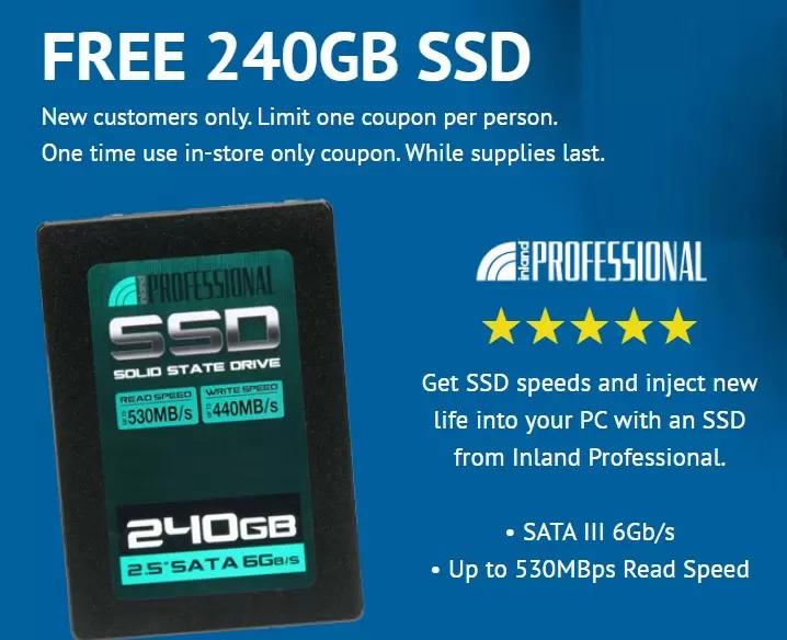 Free 240GB SSD Solid State Drive at Micro Center