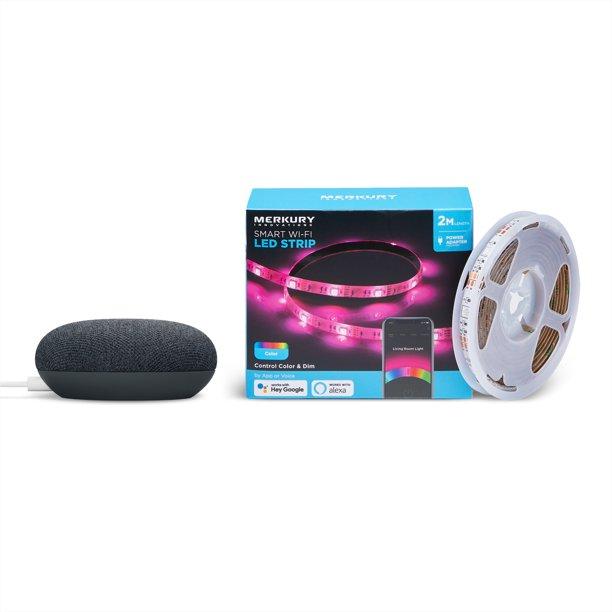 Google Nest Mini with Merkury Innovations Smart LED Strip Light for $19