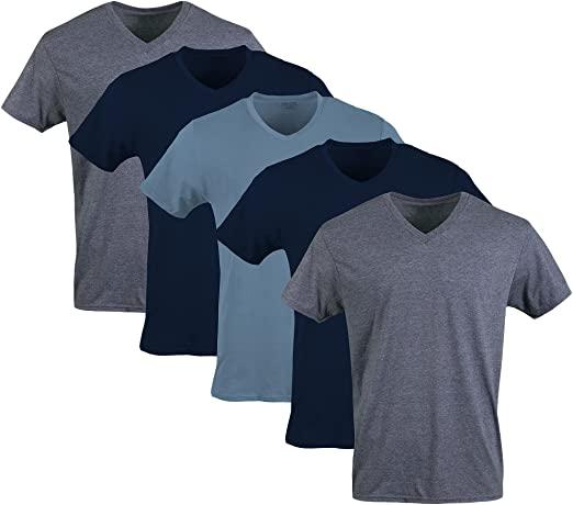 5 Gildan Mens V-Neck T-Shirts for $11.50