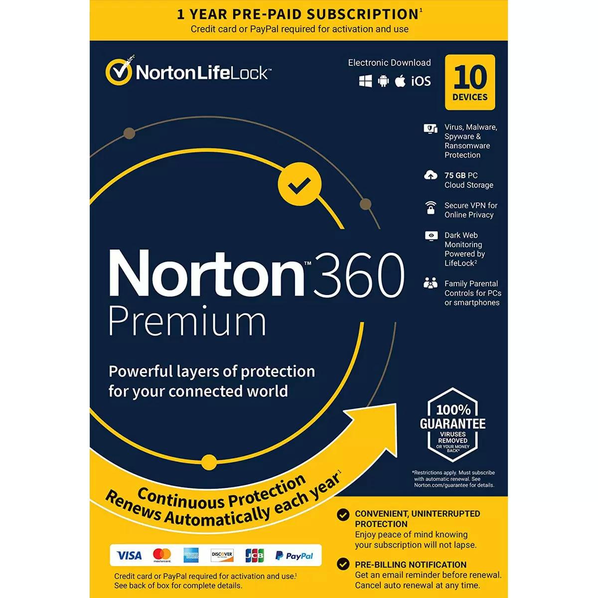 Norton 360 Premium 2024 Antivirus Software for 10 Devices for $19.99