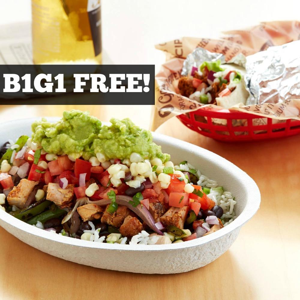 Chipotle Buy 1 Get 1 Free Entree