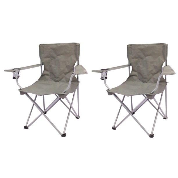 2 Ozark Trail Quad Folding Camp Chair with Mesh Cup Holder for $9.98