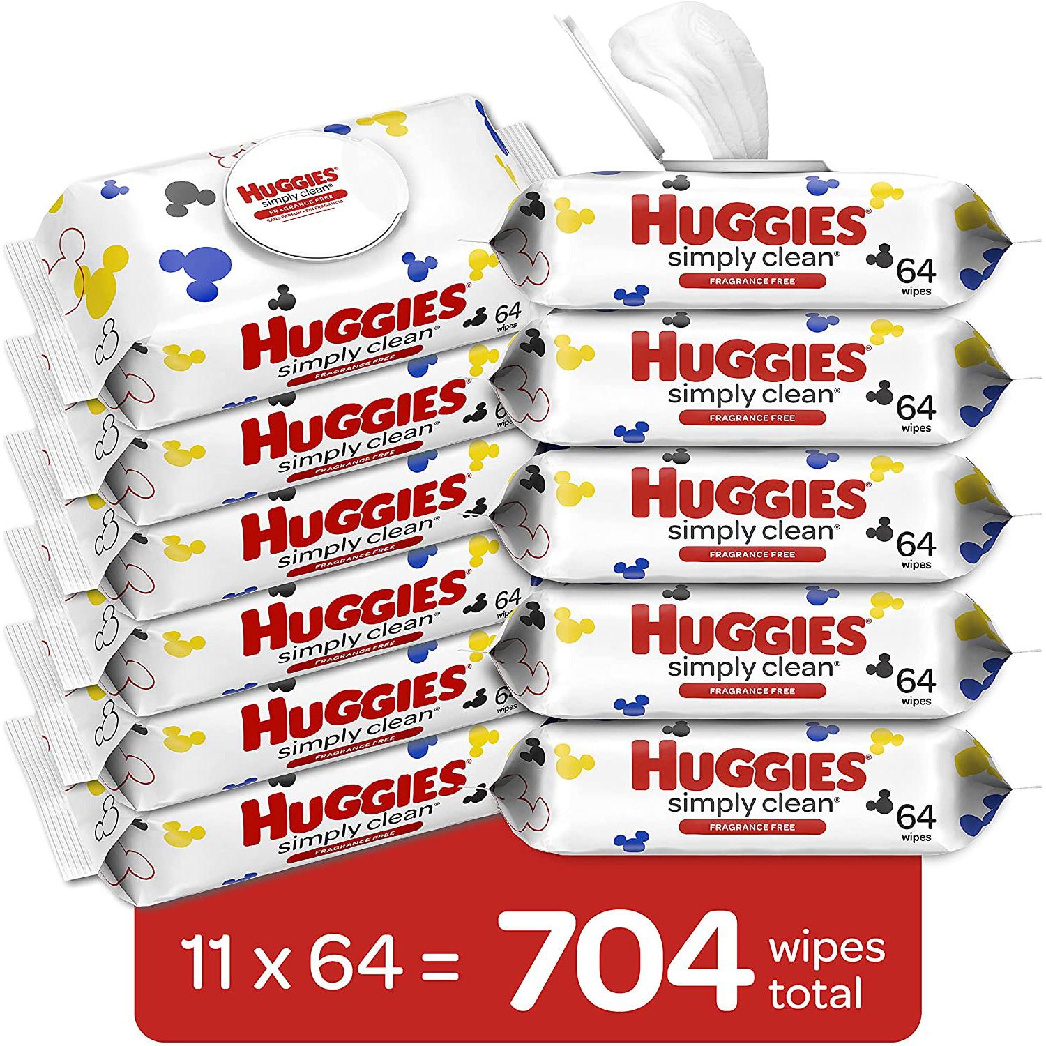704 Huggies Simply Clean Baby Diaper Wipes for $10.49 Shipped