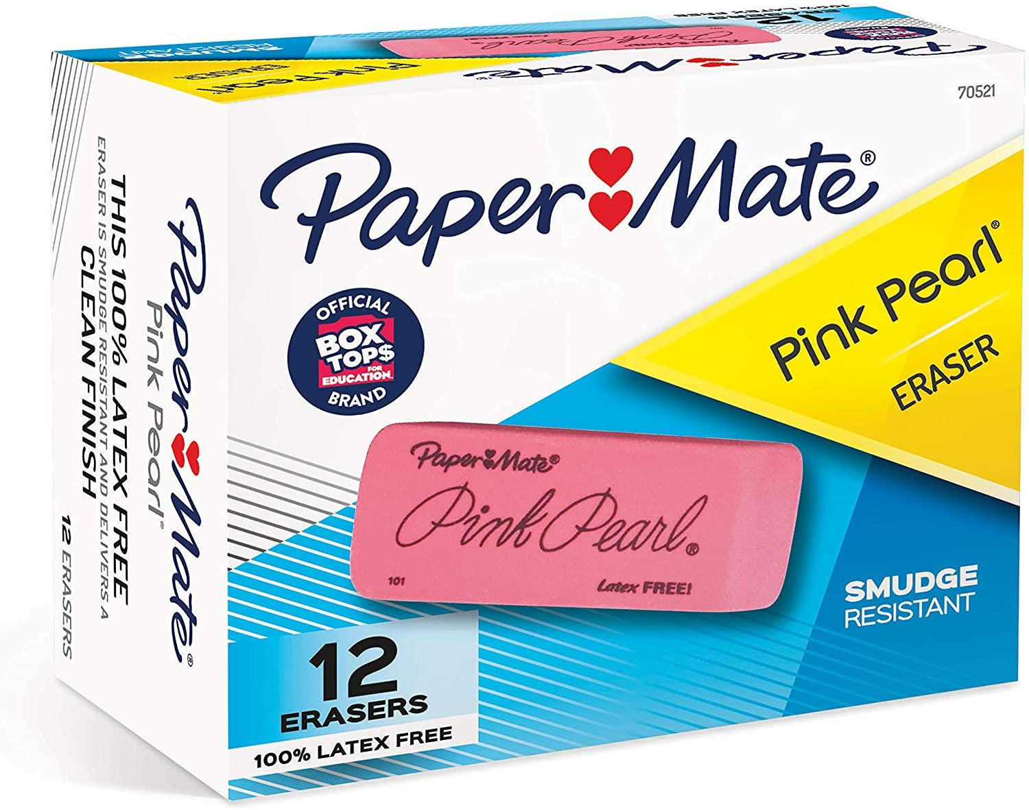 12 Paper Mate Pink Pearl Erasers for $2.86