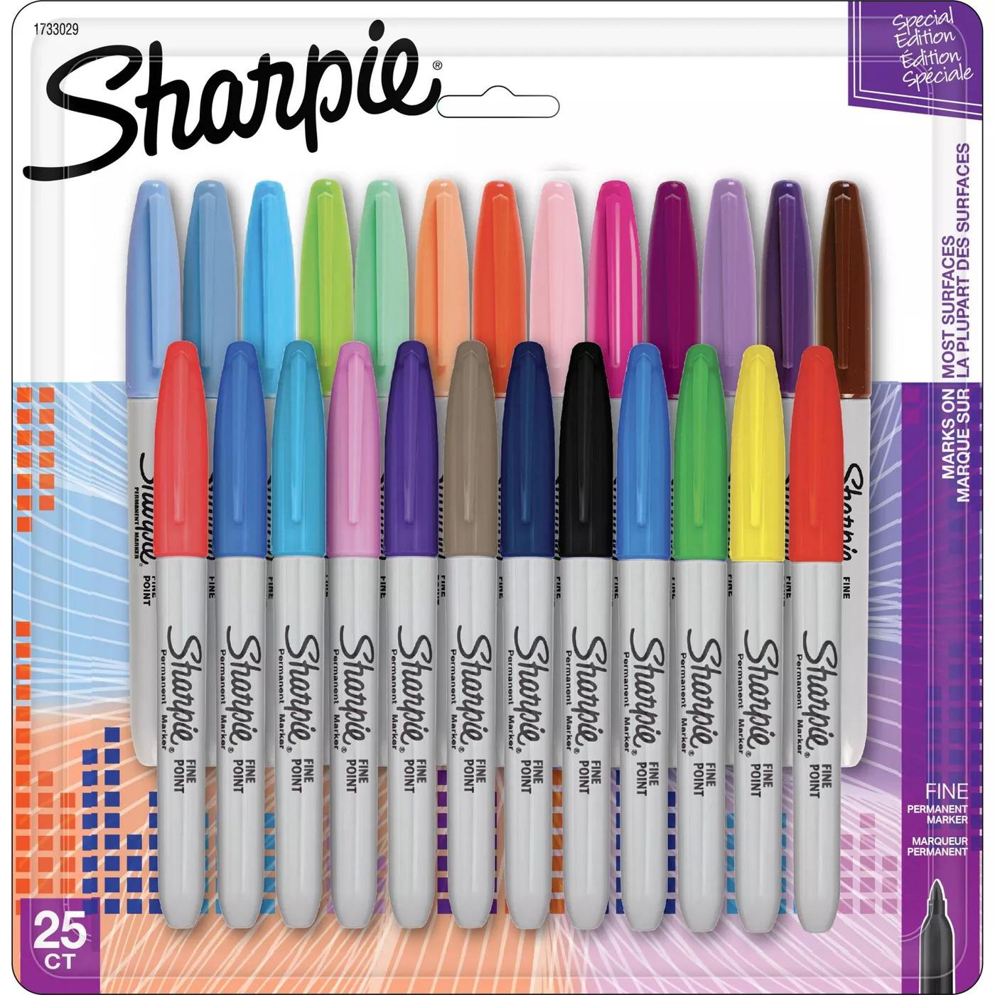 Sharpie 25pk Permanent Markers Fine Tip Multicolored for $10