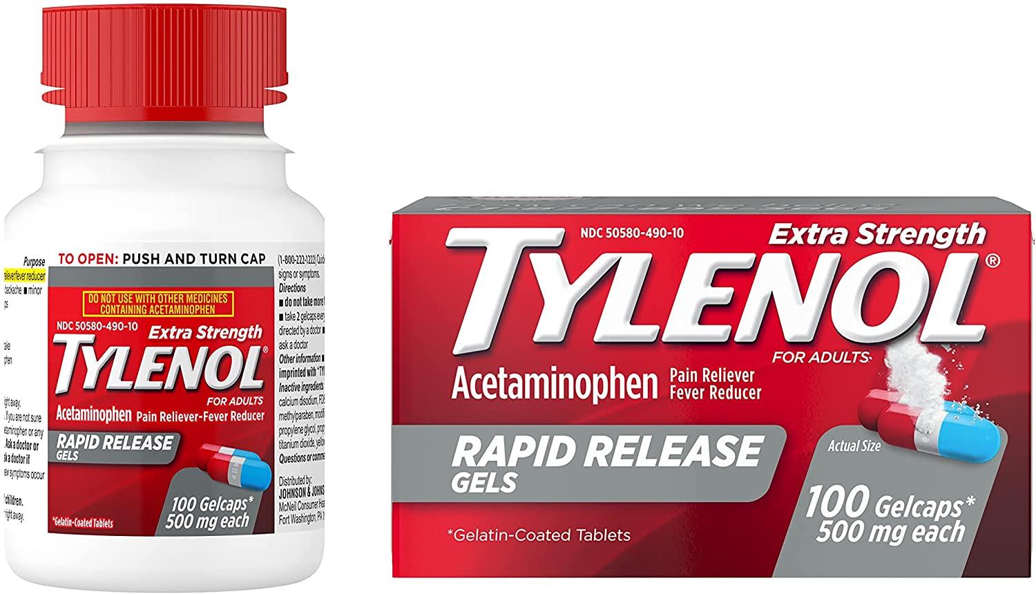 100 Tylenol Extra Strength Acetaminophen Rapid Release Gels for $5.24 Shipped