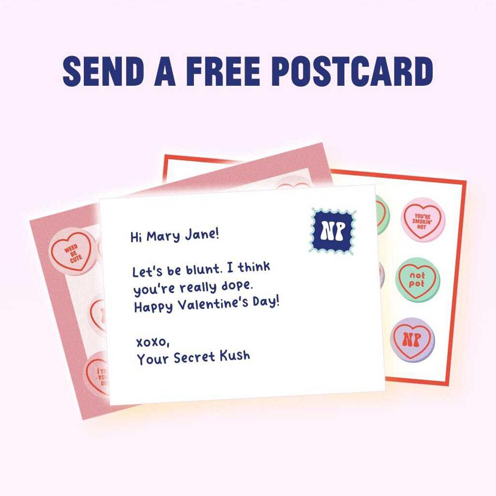 Free Mailed Not Pot Valentine's Day Postcard
