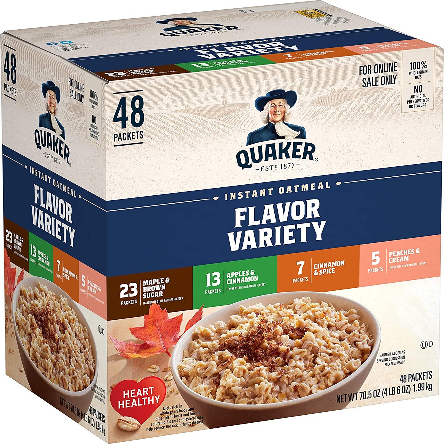 48 Quaker Variety Pack Instant Oatmeal for $7.28 Shipped