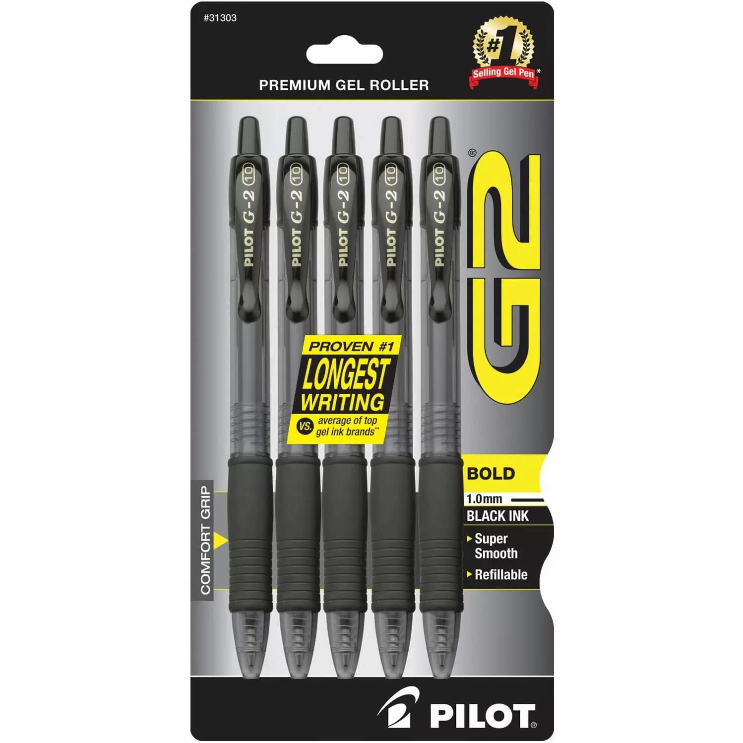5 PILOT G2 Refillable and Retractable Ball Gel Pens for $4.22