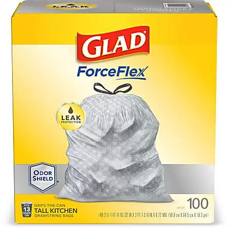 100 CloroxPro Glad ForceFlex Tall Kitchen Drawstring Trash Bags for $12