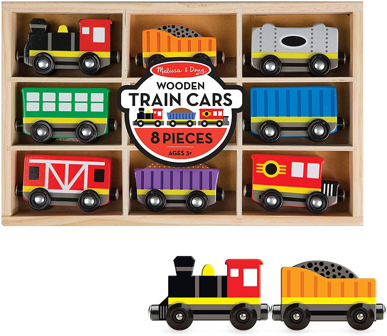 Melissa & Doug Wooden Train Cars for $13.59