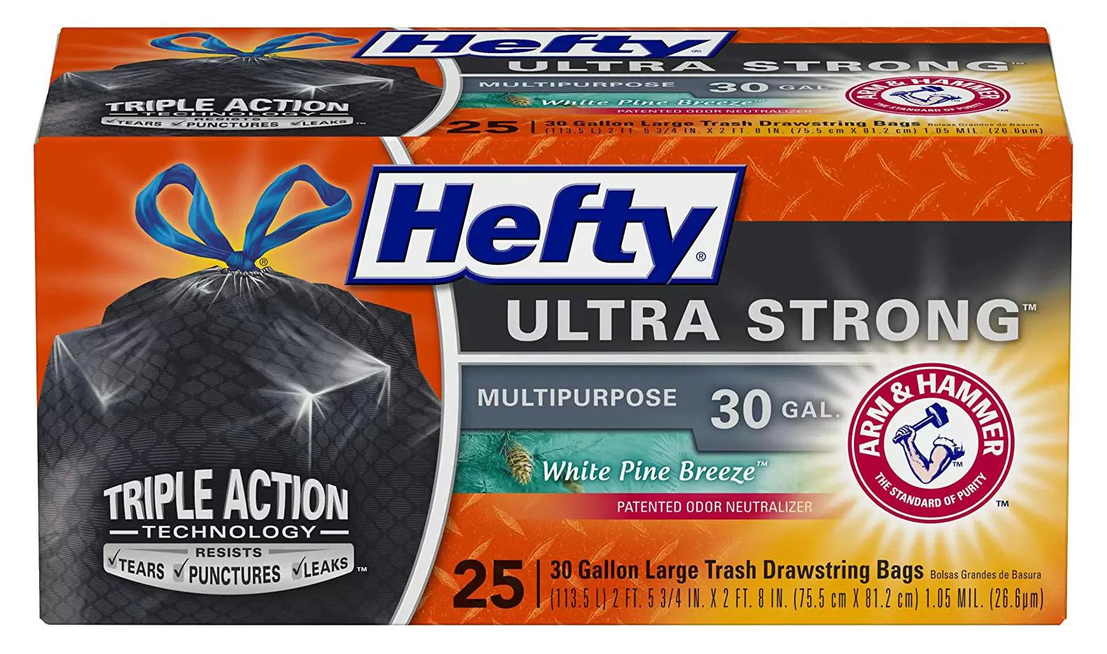 25 Hefty Ultra Strong Trash Bags for $5.11 Shipped