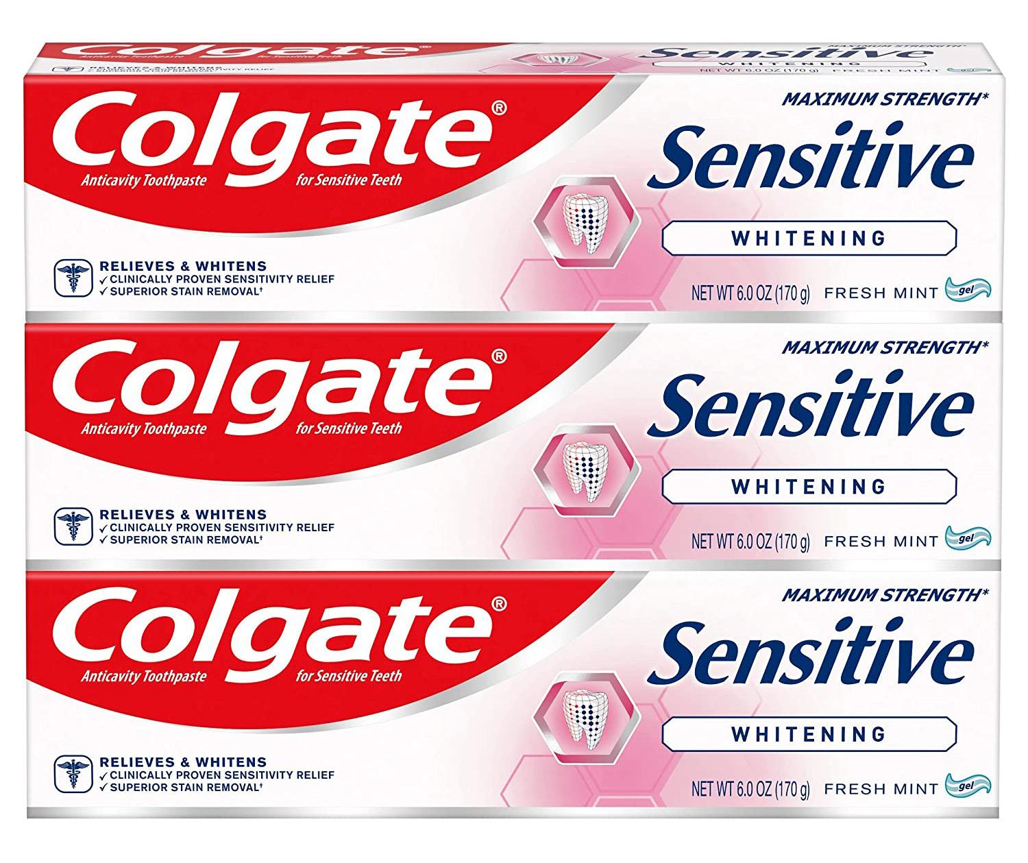 3 Colgate Sensitive Maximum Strength Whitening Toothpastes for $8.15 Shipped
