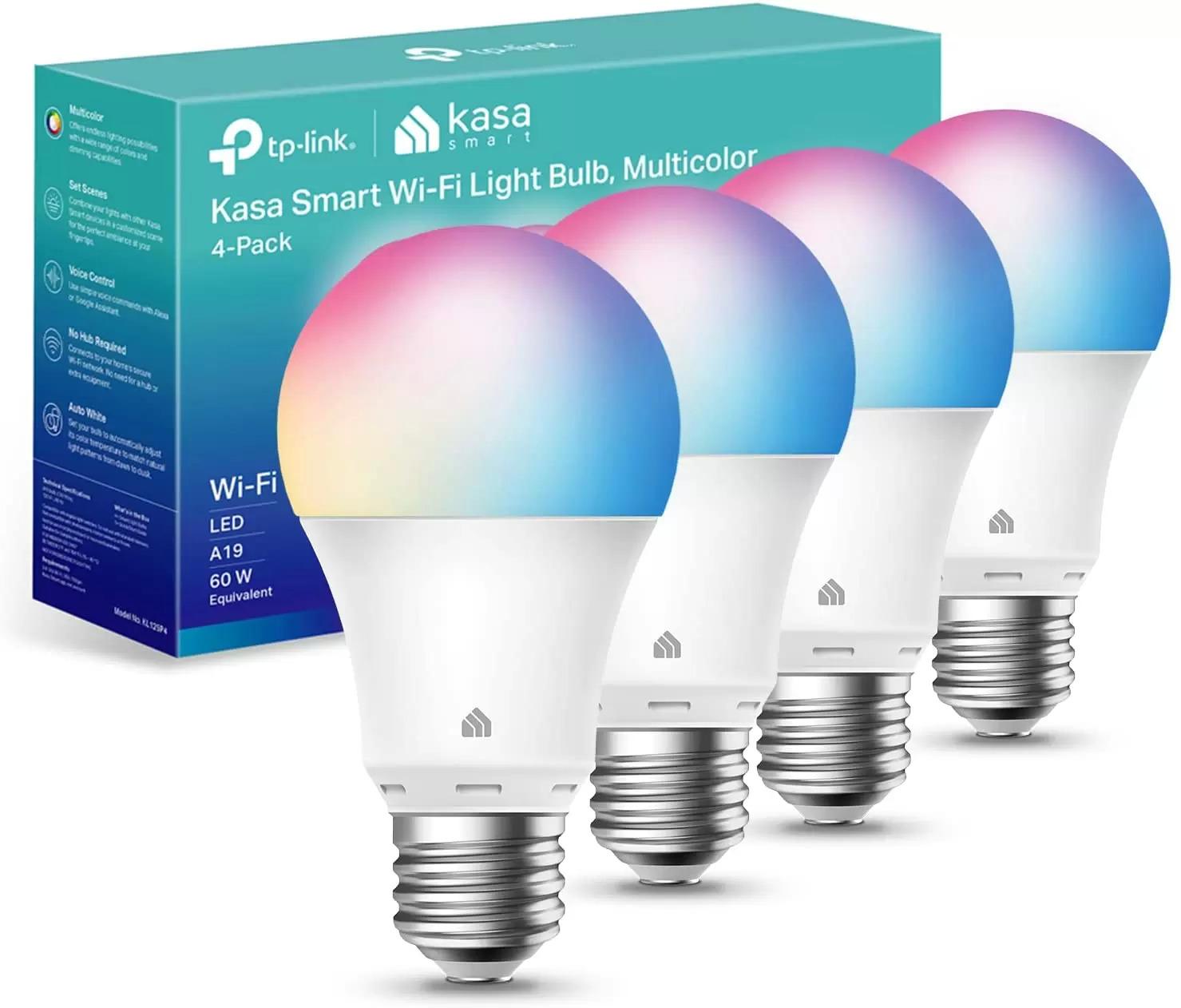 Kasa Smart Full Color 9W A19 800 Lumen Light Bulbs 4 Pack for $25.99 Shipped