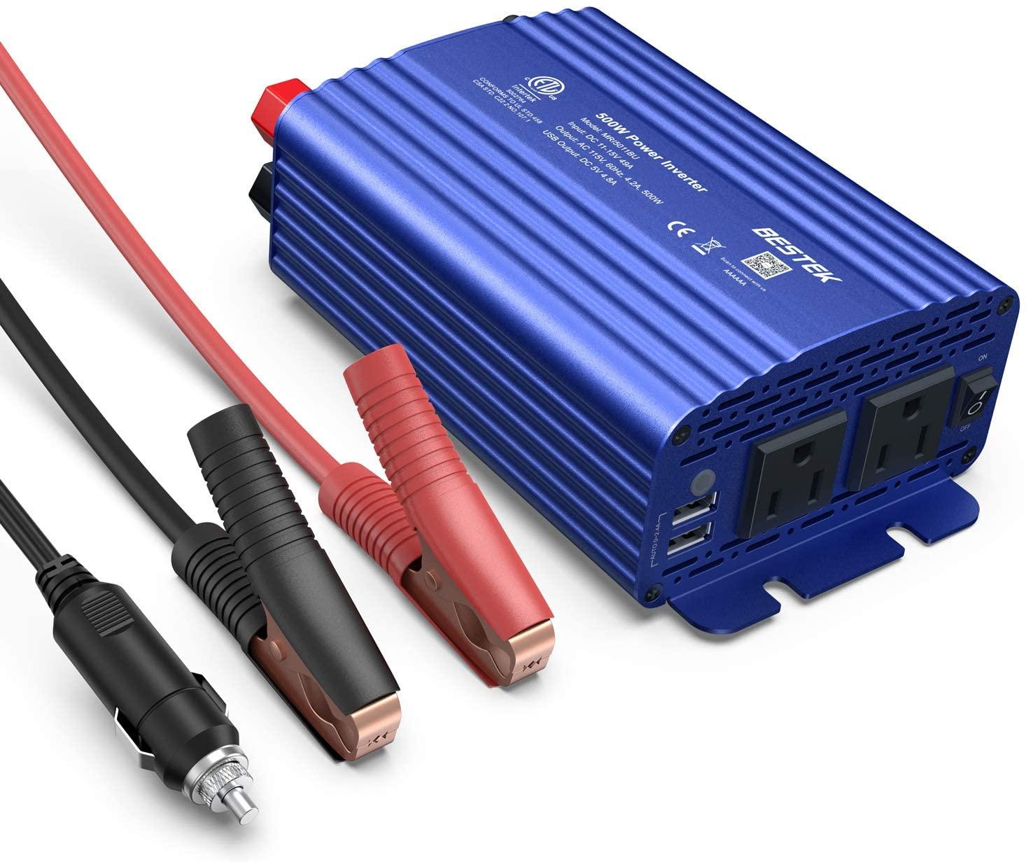 Bestek 500W Power Inverter DC 12V to 110V AC Converter for $32.99 Shipped