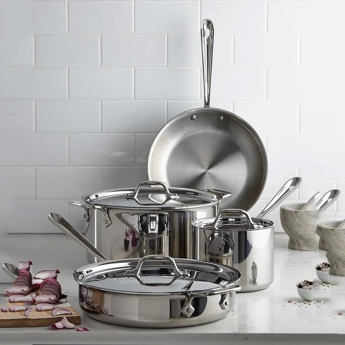 All-Clad 7-Piece Stainless Steel Cookware Set for $289.99 Shipped