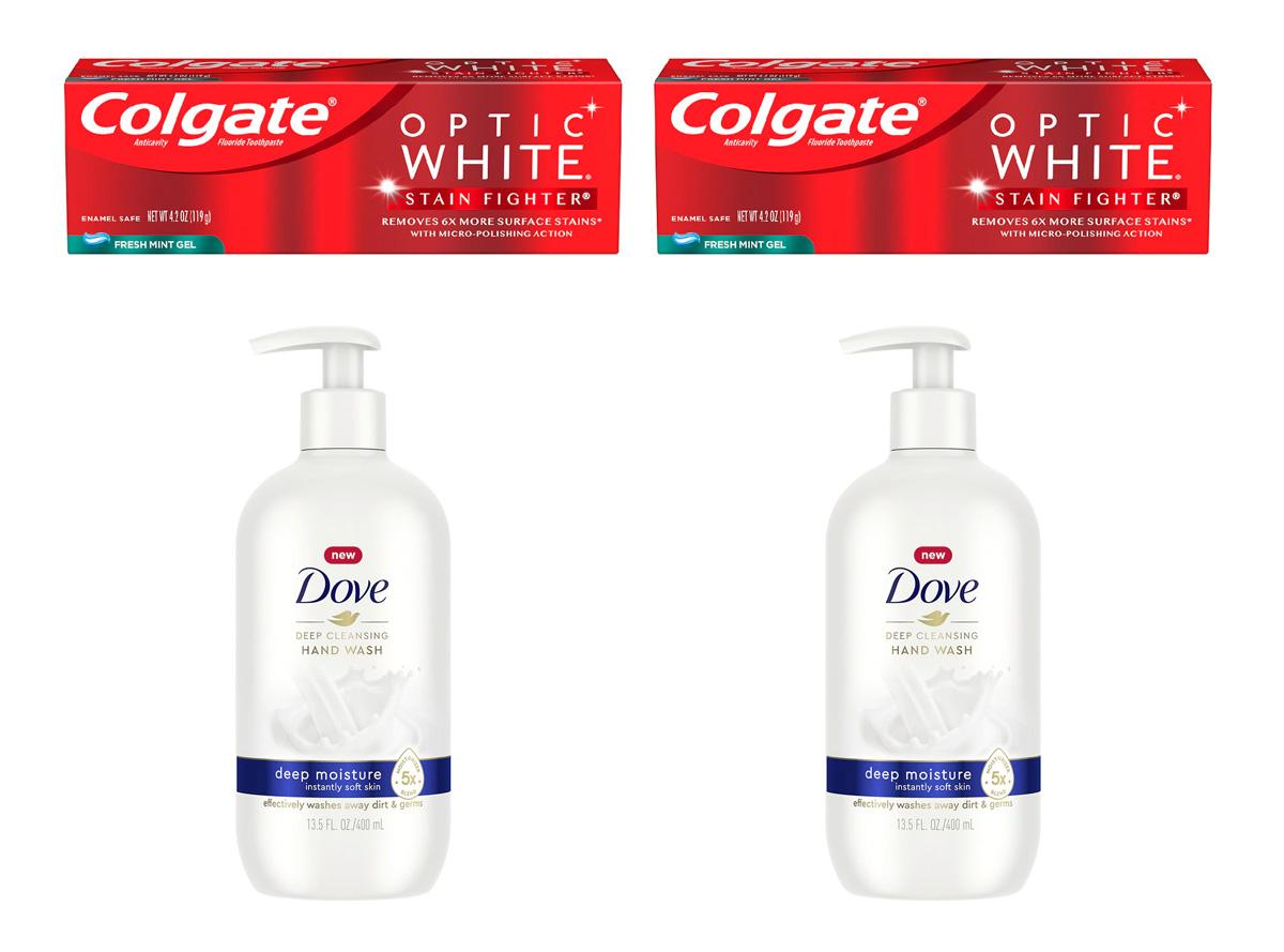 2 Colgate Toothpaste + 2 Dove Handwash with Walgreens Cash for $4.06