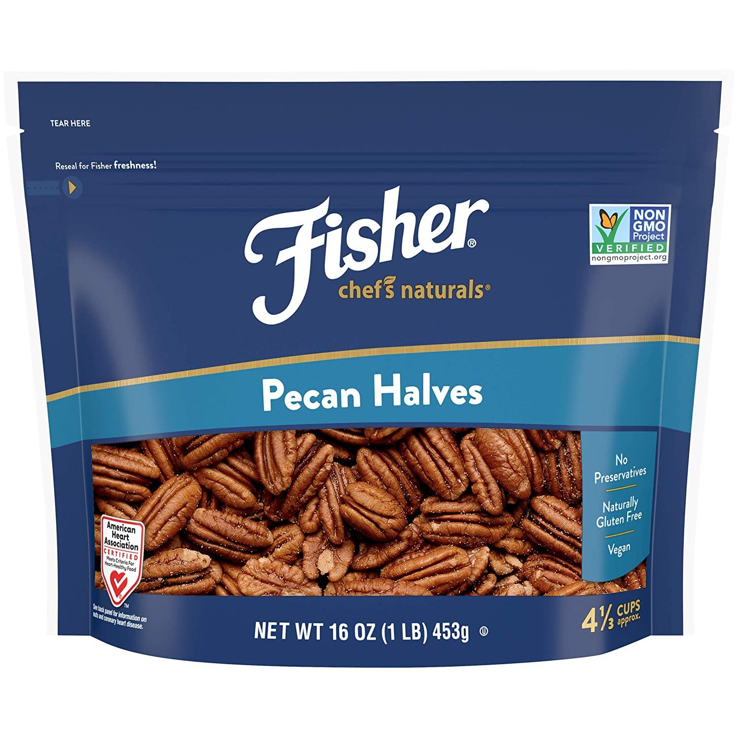 Fisher Unsalted Pecan Halves for $7.60 Shipped