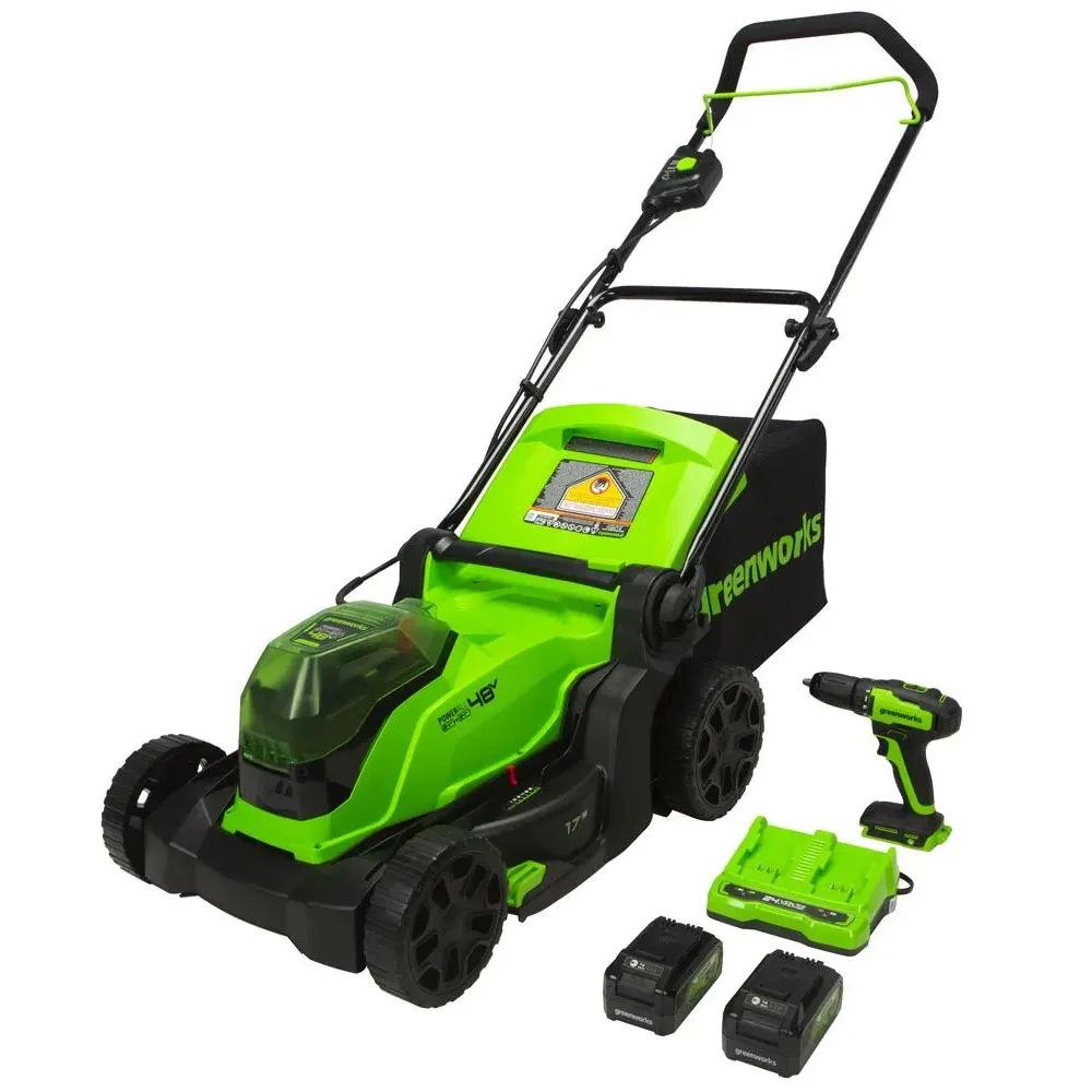 48V 17in Greenworks Brushless Lawn Mower with Driver for $199.99 Shipped