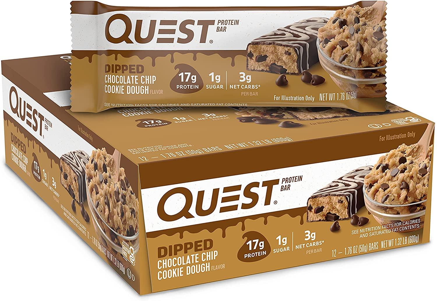 12 Quest Nutrition Dipped Chocolate Chip Cookie Protein Bars for $13.05 Shipped