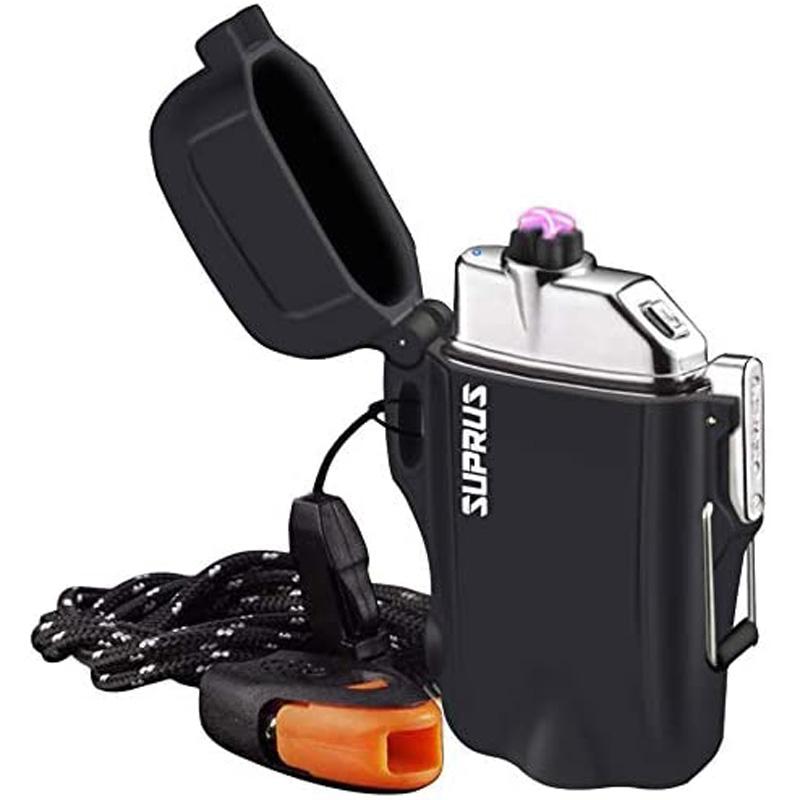 Suprus Electric Rechargeable Windproof Dual Arc Lighter with Flashlight for $9.74